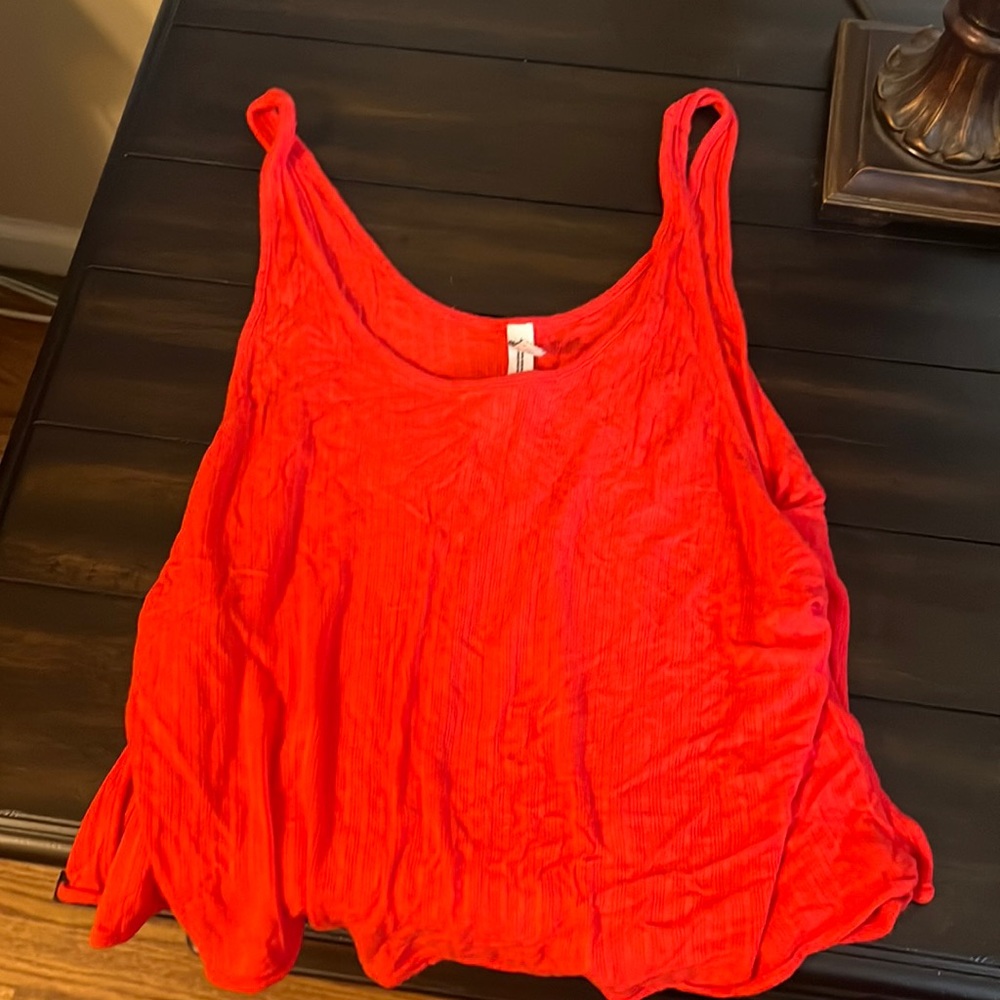 Free people red/orange flowy crop top